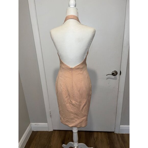 Reiss Yuma Apricot  Twist-Front Halter Mini Dress Women size 6 - Picture 4 of 9